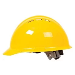 Safety Helmet Vented W/Access Slots 4-Point Mega Ratchet Suspn Yellow -Garden Outdoor Tools 19452yeeram side 1