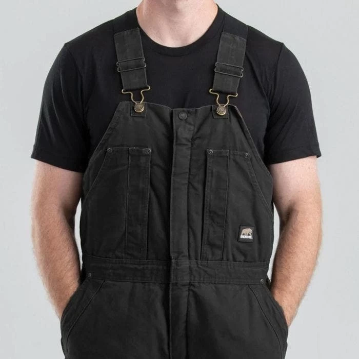 BERNE Original Washed Insulated Bib Overalls Black Large Tall 2 BERNE Original Washed Insulated Bib Overalls Black Large Tall - Image 2